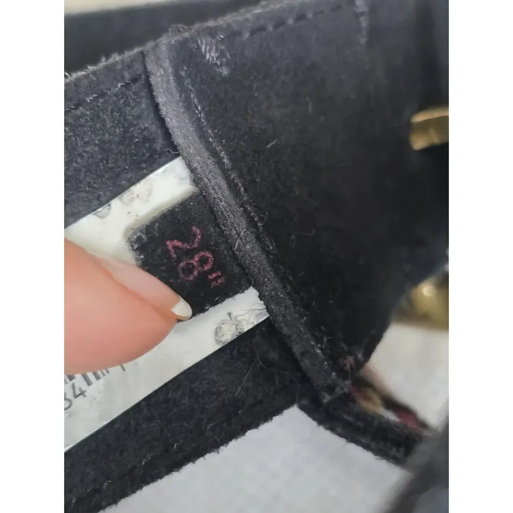 Lucky Brand Belt Womens Embroidered Floral Suede Leather Brass Buckle Boho Sz 28